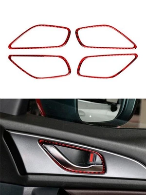 Car Inside Handle Frame Panel Trim Carbon Fiber For MAZDA 3 Axela 2013-2016 Red - image 1 of 4