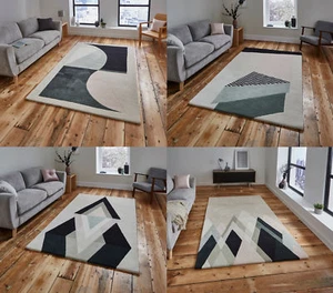 Michelle Collins Designer Rug 100% Wool Geometric Abstract Hand Tufted Floor Mat - Picture 1 of 36
