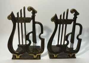 Fermalibri pieghevole Sabra in ottone arpa/lira made in Israel marcato #474 alto 5,5" - Foto 1 di 6