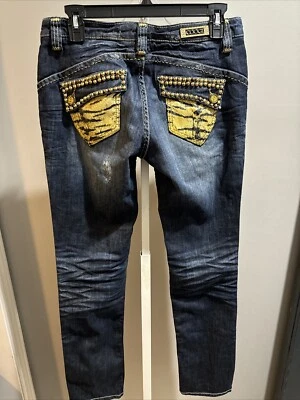 Coogi Distressed Vintage Women’s Studded Tiger Stripe Pockets Women’s SZ 7/8 NWT - Image 1 of 4