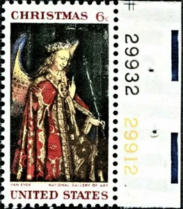 CHRISTMAS STAMP - 1968 GABRIEL ANUNCIATION - Scott 1363 with PLATE NUMBER (237a) - Picture 1 of 4