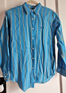 Vintage Lauren Ralph Lauren Stickerei RLLwoman blau gestreift Knopfleiste Gr. 8 - Bild 1 von 6