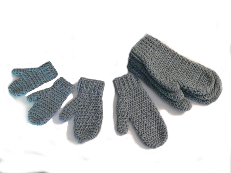 Crochet Pattern DIGITAL DOWNLOAD - Mittens For the Whole Family - 7 Sizes - Image 1 of 3