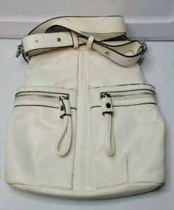 London Fog Cream Purse w Zipper Crossbody Shoulder Bag Adjustible Strap Handbag - Picture 1 of 11