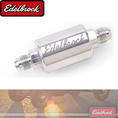 Filtro de combustível Edelbrock 8129 alto fluxo tarugo alumínio polido para PN[8128/8131] - Imagem 1 de 3