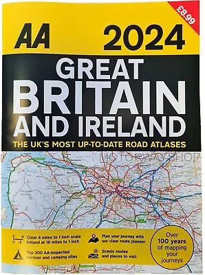 AA 2024 Road Atlas Map Great Britain & Ireland UK Brand New Latest Edition • 7.99£
