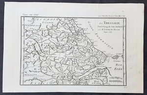 1788 Du Bocage & Barthelemy antica mappa della regione della Tessaglia della Grecia - Foto 1 di 1
