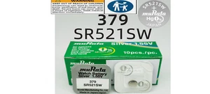 1 PCS X Murata 379 SR521SW 1.55v Silver Oxide Watch Battery - Made In Japan - Picture 1 of 7