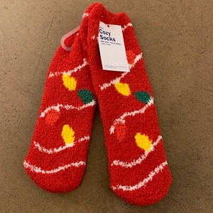 Old Navy Girls One Size Red Holiday Light Cozy Crew Socks 1 Pair NWT - Picture 1 of 4