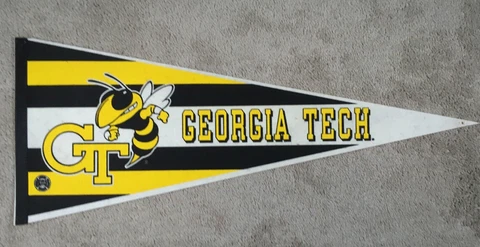 GEORGIA TECH YELLOW JACKETS FULL SIZE LICENSED PENNANT FLAG HOME DECOR Cover