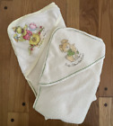 Vtg 80s 90s Infant Baby Soft Terry Hooded Towel Dinosaur Bunny Rabbit Set of 2