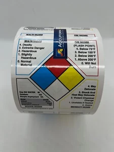 Accuform Gesundheit Brandspezifische Instabilitätsgefahrenetiketten - blau rot gelb weiß - Bild 1 von 2