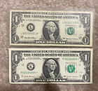 Lot Of Two One Dollar Bills One Is Fancy Serial Number And The Other Star Not