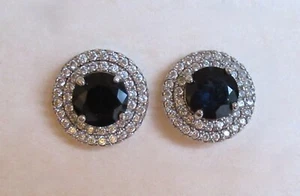 YGI ORECCHINI A PERNO ARGENTO STERLING 11mm PIETRA NERA E TRASPARENTE 925 2,46g (26640) - Foto 1 di 8