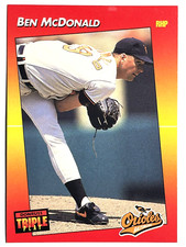 BEN MCDONALD Baltimore Orioles 1992 Donruss Triple Play Baseball Card #105
