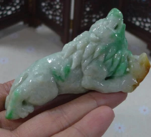 Cert'd Natural Type A Jadeite Jade Vintage Beast Sculpture 2859 - Picture 1 of 6