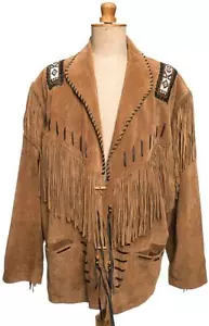 Vintage STARS & STRIPES suede Western biker jacket Indian prints XL EXLARGE MINT - Picture 1 of 10