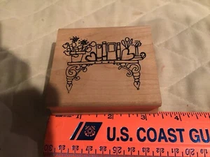 Imaginations! Flowers Rubber Stamp Hearts Wood Books Bookshelf Plants - Picture 1 of 5