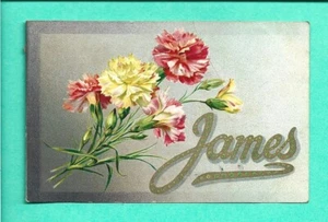James Tuck Name Postkarte Sachsen Hornell NY Flagge Stempel 1908 Steuben Co RFD King - Bild 1 von 2