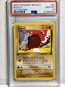 Pokemon PSA 10 Diglett # 52/82 1st Edition Team Rocket Low Population Rare Card - Picture 1 of 2