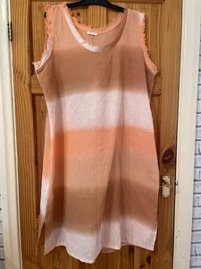 NEW LINEN BLEND SLEEVELESS SHIFT STYLE  DRESS UK 16 CASUAL HOLIDAYS - Picture 1 of 8