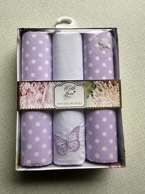With Love’ Ladies Handkerchiefs Pack of 3 - Image 1 of 2
