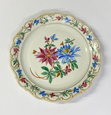 "Plato firmado floral rosa y azul de porcelana pintada a mano Bavaria Schumann 11,0""" Foto 1 de 4