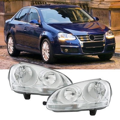 Faros transparentes cromados diestros+derechos para Volkswagen Rabbit 2006-2009 Jetta 2005-2010 Foto 1 de 4