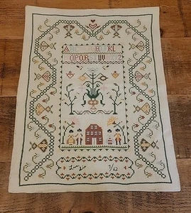 De colección 1962 fechado alfabeto punto de cruz ABC sampler aguja acabado 18"x24" - Imagen 1 de 7