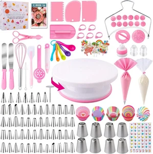 Kit de herramientas para decoración de pasteles 356 piezas, accesorios para hornear Nifogo rosa - Imagen 1 de 2