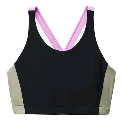 Top de bikini PrAna Baja Bound XS negro bloque de color verde rosa traje de baño piscina de verano Foto 1 de 4