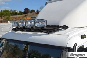 Roof Bar B + Clamp + LEDs + LED Jumbo Spot To Fit Mercedes Atego Light Bar BLACK - Picture 1 of 8