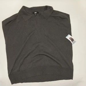 DKNY Women's Sleeveless Collared V Neck Sweater Grey size L - Picture 1 of 5