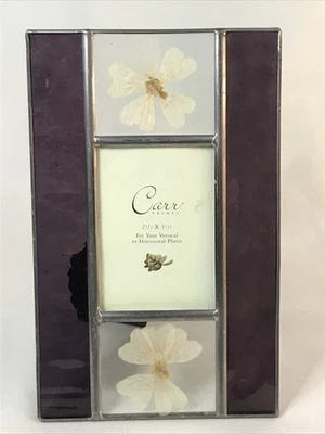 Carr Burnes of Boston Stained Glass w/ Dried Flowers Photo Frame for 2.5” X 3.5” - Image 1 of 4