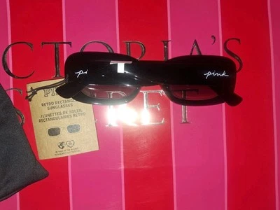 VICTORIA'S SECRET PINK Retro sunglasses & fabric case NEW Black - Image 1 of 3