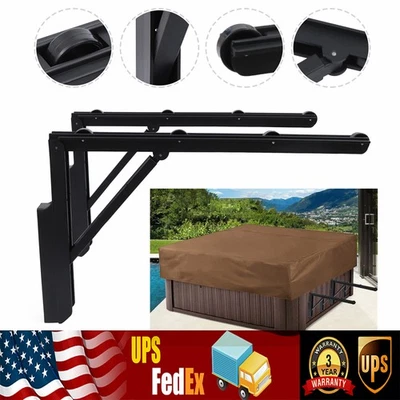 Cubierta de bañera de hidromasaje plegable para suministro de spa cubierta de bañera de hidromasaje estantes enrollables negros 2 piezas Foto 1 de 4