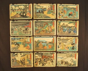 Utagawa Kunikiyo II "Tesoro de los Leales Retenedores" 47 Ronin 1857 Completo Sst - Imagen 1 de 16