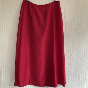 Women’s Vintage Laura Ashley UK 16 Midi Skirt Red 100% Silk - Picture 1 of 14
