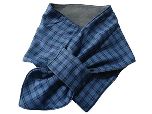 blue,grey tartan Wrap Around Neck Scarf with Loop to Secure Scarf In Place New - Picture 1 of 9