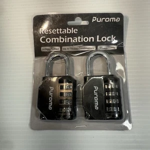 Puroma 2 Pack Combination Lock for Locker 4 Digit Outdoor Medium, Black  - Picture 1 of 12
