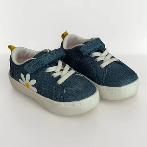 Carter's Petra Blue Denim Daisy Sneaker Low Top Shoes Toddler Girl 6 - Picture 1 of 24