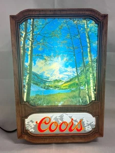 Vintage 1980er Adolph Coors Beer Co. beleuchtete Bergszene Werbeschild funktioniert - Bild 1 von 18
