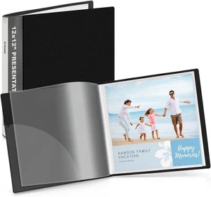 Dunwell 12x12 Binder with Sleeves - Folder Clear Sheet 12x12, Black - Picture 1 of 9