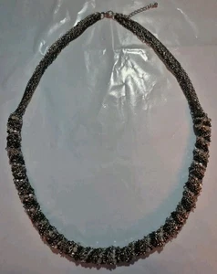 Charlotte Russe Women's Pewter Black Silver Tone Twisted Chain Necklace - Picture 1 of 13