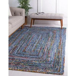 Natural Jute Rug Indian Handmade Handwoven Ribbed Solid Area Rugs, 2x3 Feet - Picture 1 of 5