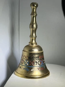 Vtg 1960's Toledo Spain 4” Brass Bell Enamel- Nice Sound - Picture 1 of 4