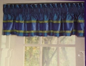 NIP STARRY NIGHT Turquoise Cornflower Blue Green Stripe Window Valance 80" x 15" - Picture 1 of 4