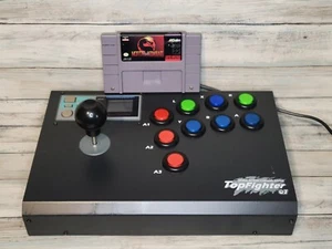 Super Nintendo SNES - Top Fighter QJ Arcade Joystick with Mortal Kombat Game - Picture 1 of 11