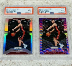 2 Card Lot - 2019-20 Panini Prizm ROOKIE Silver & Purple Wave TYLER HERRO PSA 9  - Picture 1 of 3