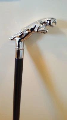 Bastones Harvy estilo King cabeza de latón jaguar macizo bastón negro bastón nuevo Foto 1 de 3